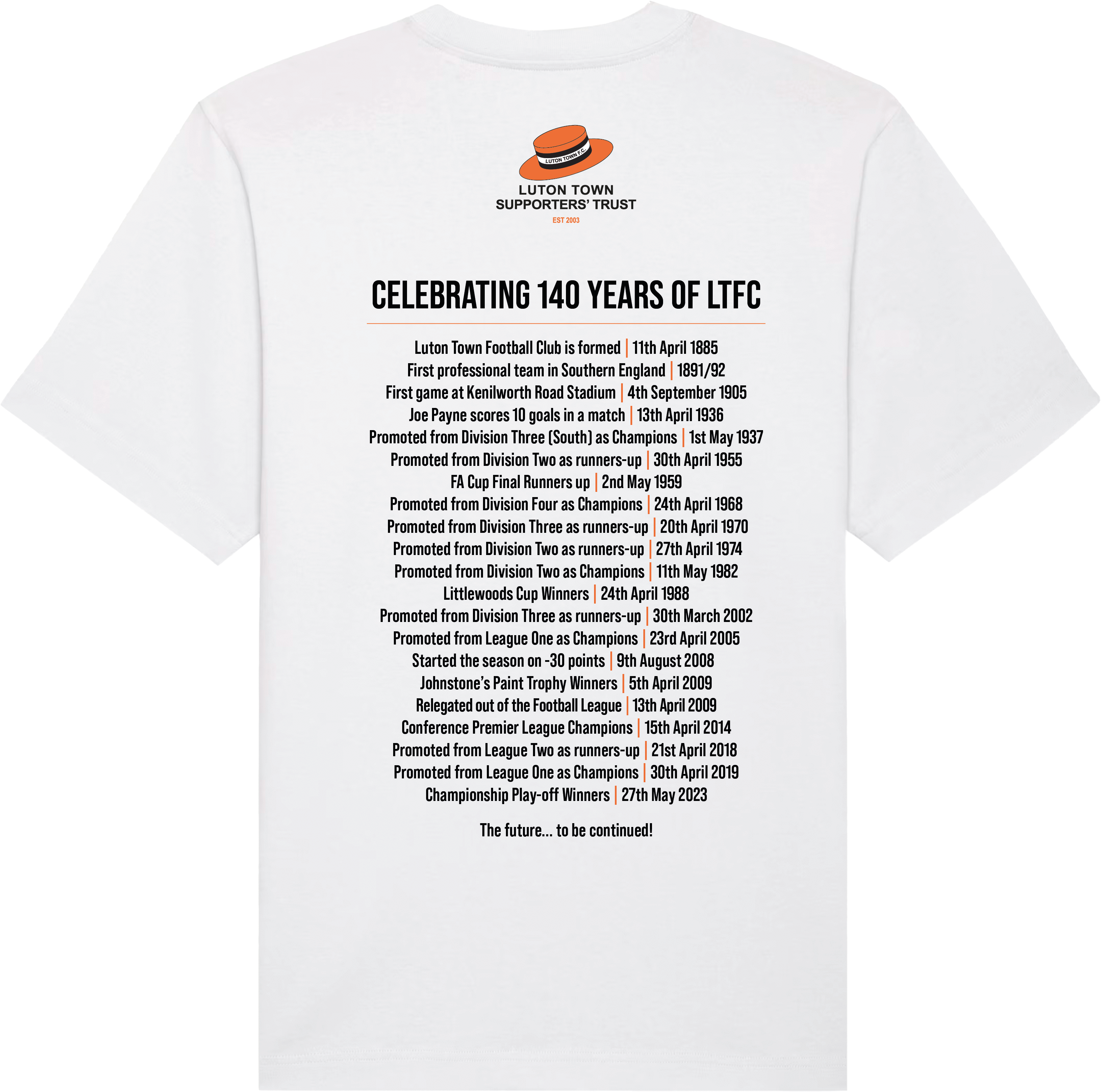 Luton Town Supporters' Trust 140 Year Anniversary Tee